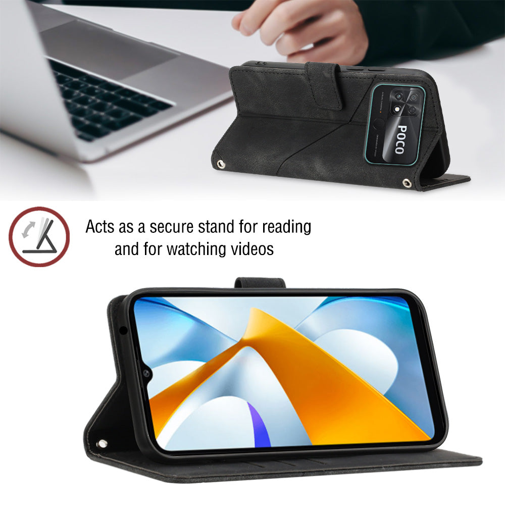 PT005 YB Imprinting Series-6 Phone Case for Xiaomi Poco C40 4G Flip Stand PU Leather Phone Cover with Wallet PT005 YB Imprinting Series-6 Phone Case for Xiaomi Poco C40 4G Flip Stand PU Leather Phone Cover with Wallet